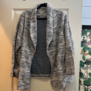 Max Studio Black & White Marled Open-Front Cardigan